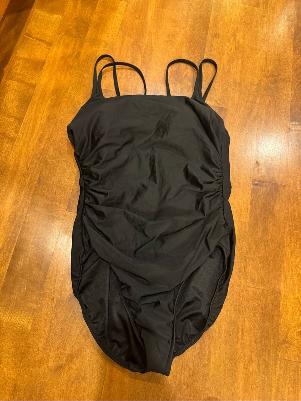 Y2K Trimshaper Women’s 16 Black Ruched Tummy Control One Piece Swimsuit